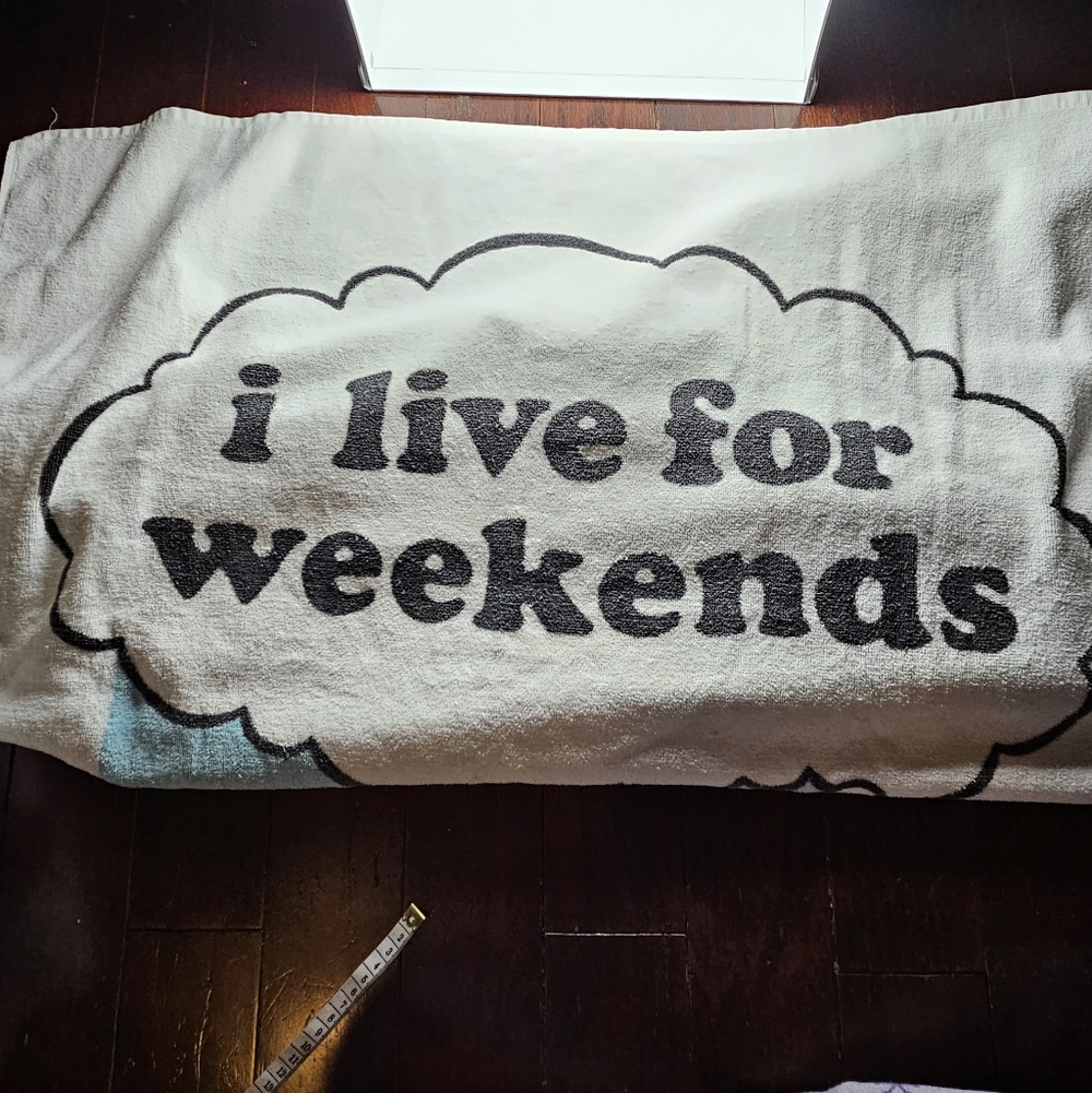 Vintage JCPenney Garfield 'I live for the weekends' Summer Beach Towel Jim Davis - Picture 7 of 9